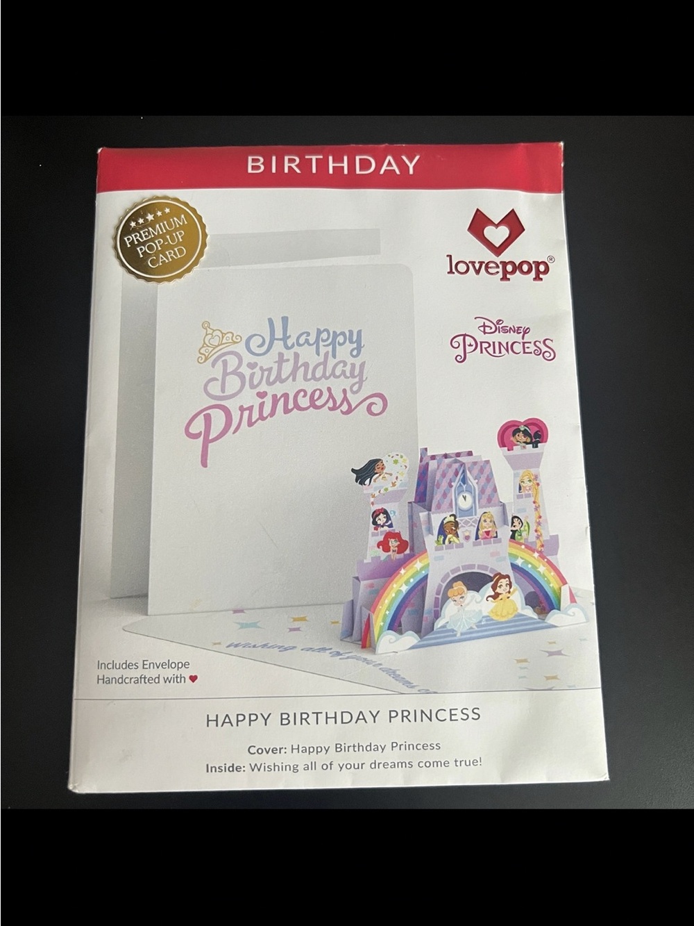 Lovepop Disney Princess Happy Birthday Princess Pop-Up Card - Pink